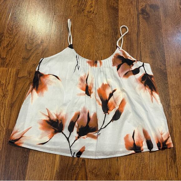 Nordstrom Women’s Pintuck Floral Print Camisole White Size Small Elegant Style - Picture 1 of 8